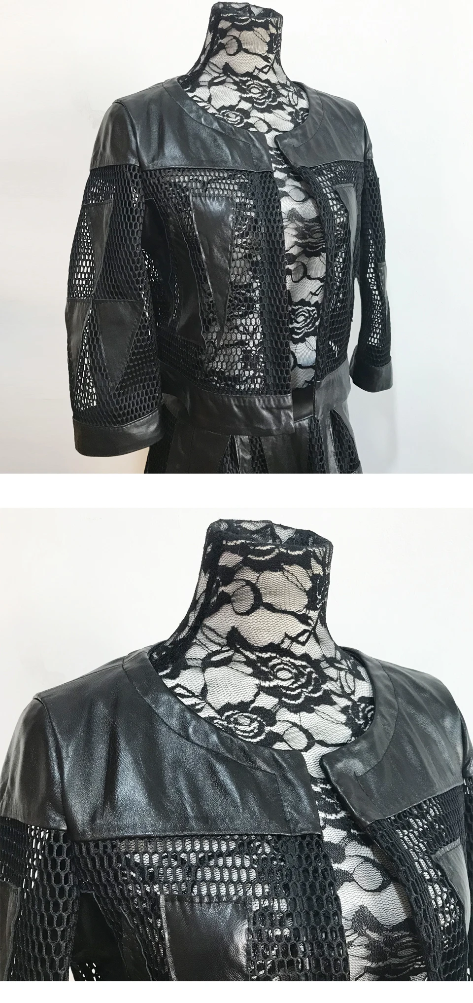 SHILO GO/Новая модная уличная Женская свободная черная короткая куртка из овечьей кожи с круглым вырезом, комплект с плиссированной юбкой