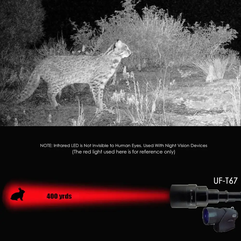 UniqueFire 1605 T67 ИК 850NM инфракрасный свет 3 режима ночного видения фонарик usb интерфейс зарядки с креплением для охоты