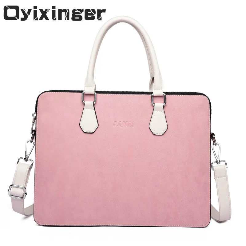 

2019 Women Casual Handbag Men Woman Shoulder Leather Bags Female Double Deck Zipper Laptop Briefcase Office OL Bag Bolsos Mujer