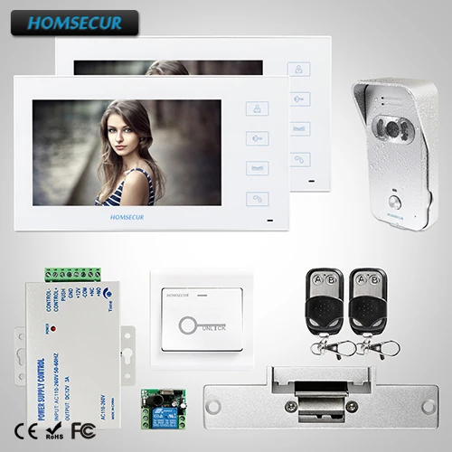 

HOMSECUR 7" Wired Video Door Entry Security Intercom+Touch Button :TC021-S +TM704-W
