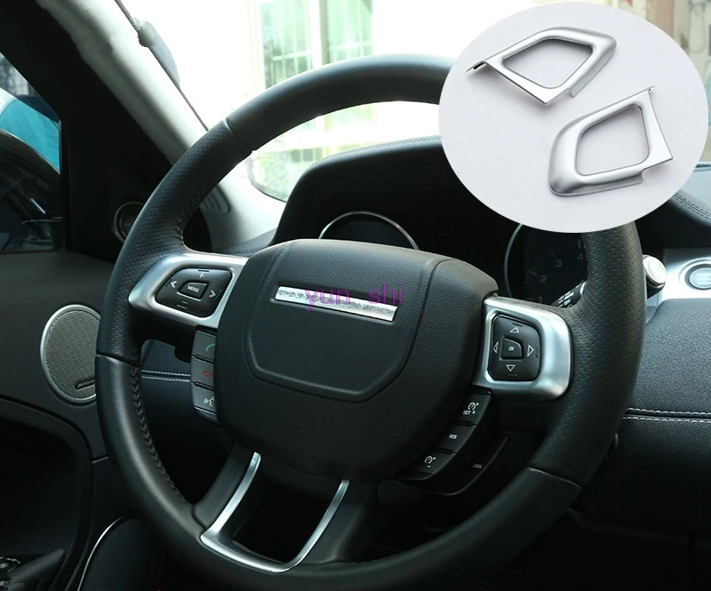 2 pcs ABS Chrome Car Steering Wheel Button Decoration Stickers covers car-styling For 2012-2017 Range Rover Evoque Accessories