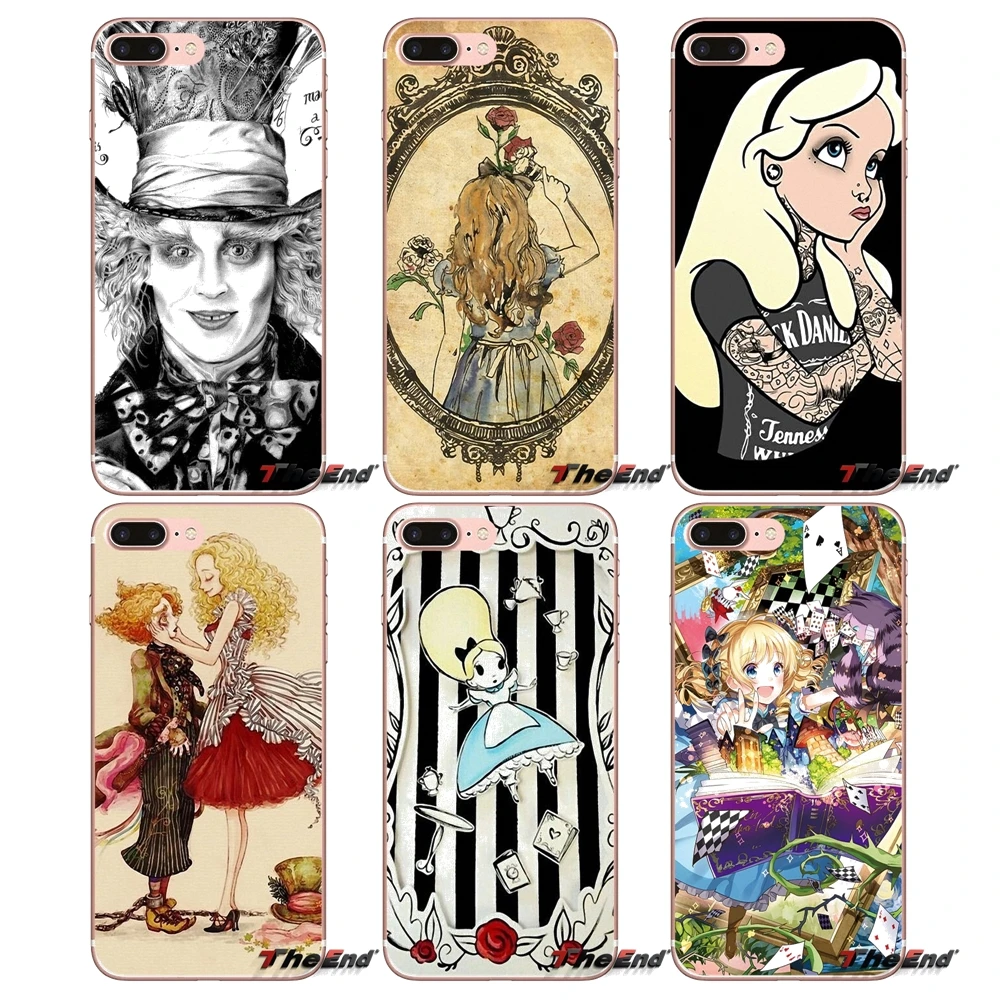 Для Apple iPhone X 4 4S 5 5S SE 5C 6 6S 7 8 Plus 6Plus 7plus 8plus Fundas Coque Tattooed Alice in Wonderland мягкий