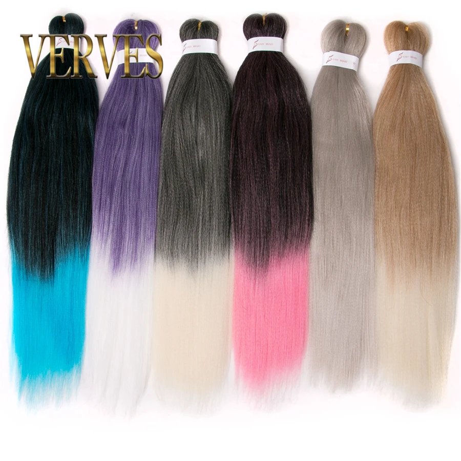 VERVES Омбре плетение волос 100 г/шт. 26 дюймов 1 шт. синтетическое двухцветное волокно для вязания крючком огромные косы для наращивания волос розовый серый