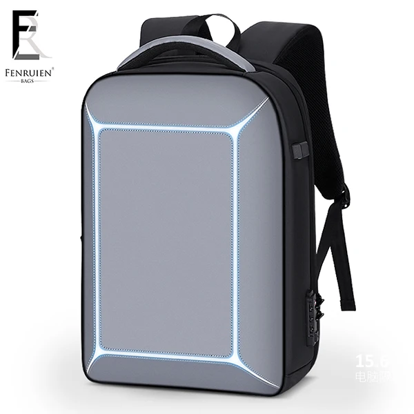 FRN, мужской рюкзак, многофункциональный, USB, 15 дюймов, для ноутбука, Mochila, модный, деловой, большой, вместительный, с замком TSA, Противоугонный, рюкзак для путешествий, мужской - Цвет: Gray