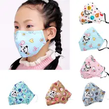 Зимняя детская противопылевая хлопковая PM2.5 лицевая маска красочный мультфильм Медведь Кролик печать Регулируемый респиратор с воздухом