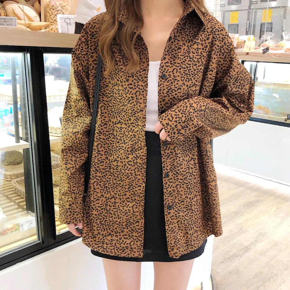 Весна Осень Blusa Новые сексуальные рубашки с леопардовым принтом Blusas Женская