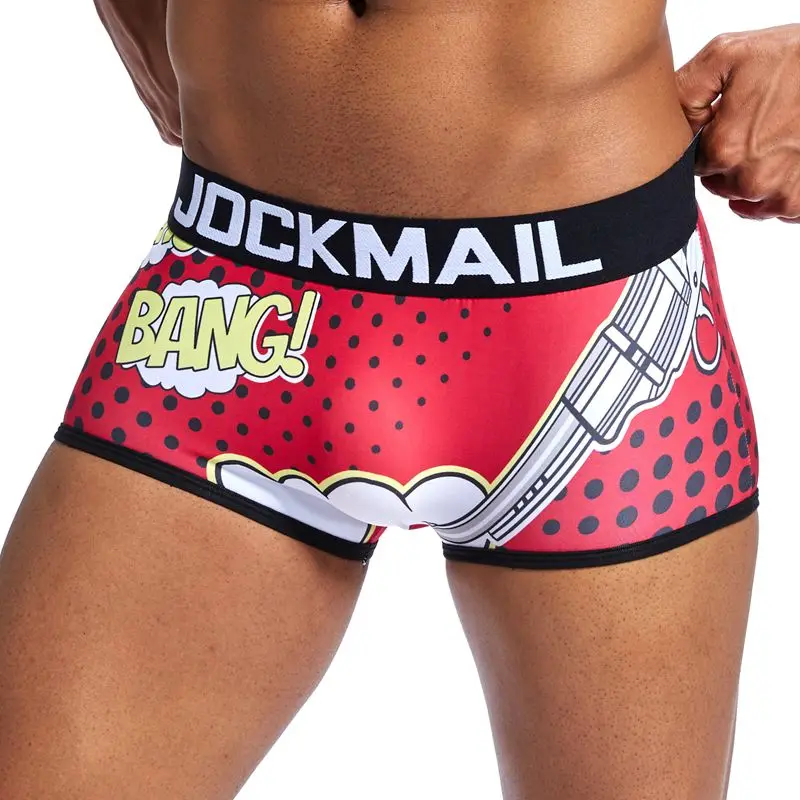 Бренд jockmail Мужское нижнее белье боксеры сексуальные Слип мужские трусы шорты мужские трусы-боксеры cueca masculina Gay Нижнее белье - Цвет: Красный