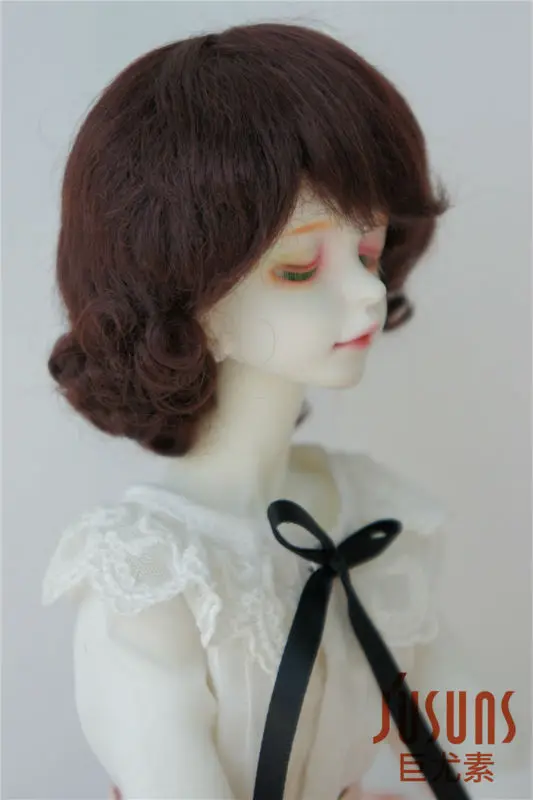 JD268 1/4 MSD 100% мохер кукла парики SD 7-8 дюймов короткая спина вьющиеся BJD парик мохер кукла аксессуары