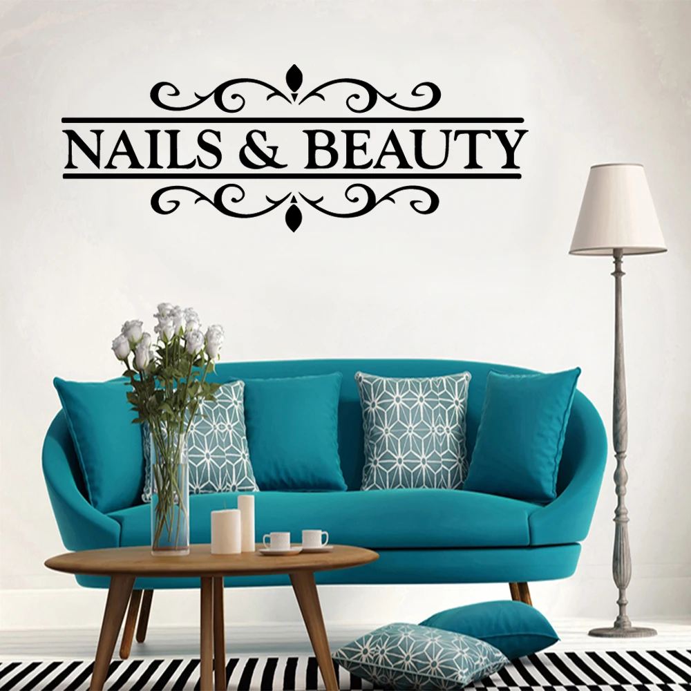 

Vinyl Decal Diy Nail beauty Wall Sticker Nail Studio Decor Removable Sticker