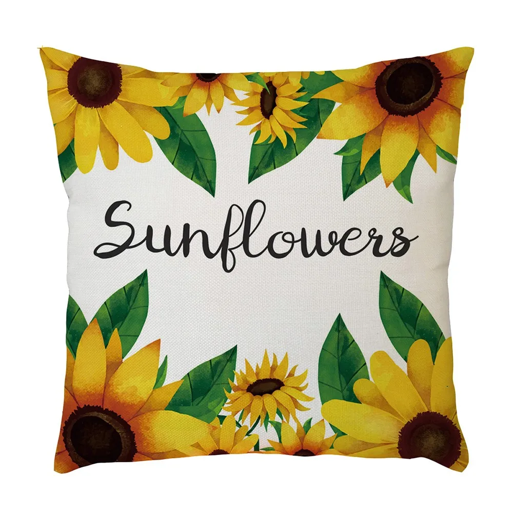 2018 New Sunflower Printed Throw Pillow Case Decorative Pillows Cover