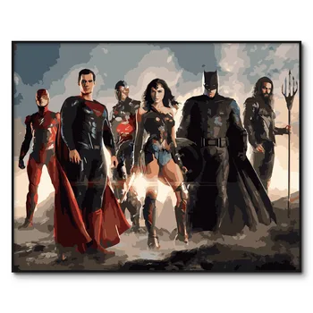 

Justice League Painting by Numbers on Canvas DC Movies Paint by Numbers for Adults TV Poster Hand Painted Home Decor