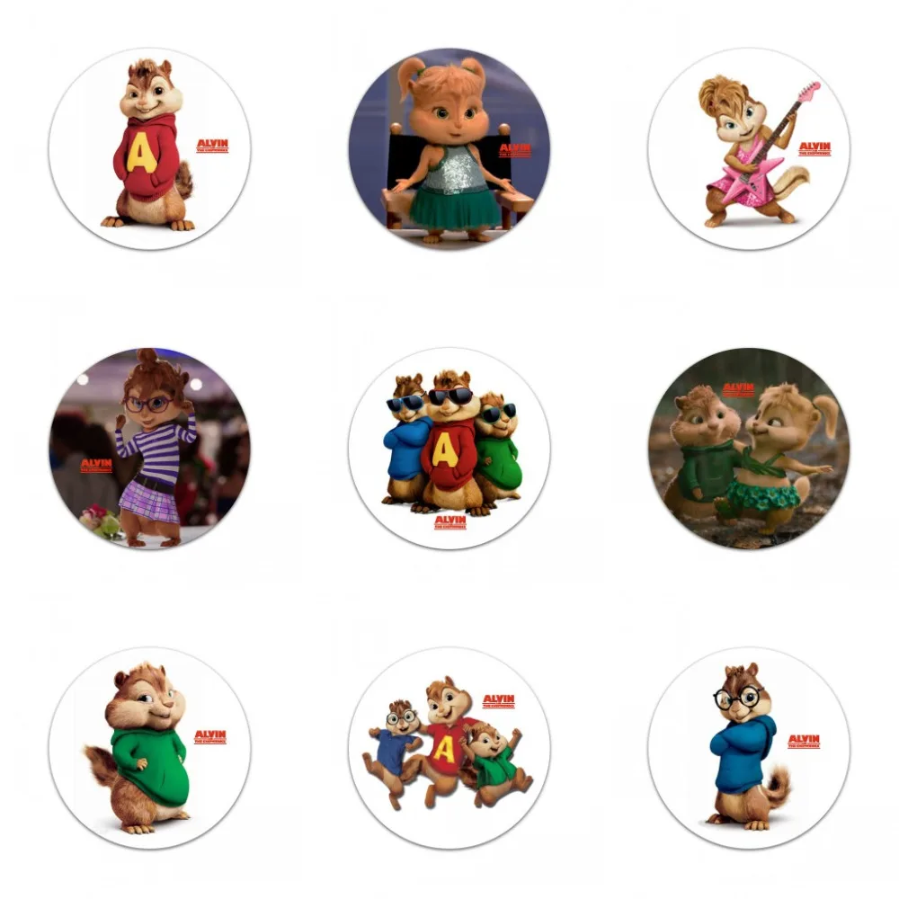 

90pcs 30mm Diameter Alvin and the Chipmunks Cartoon Buttons Pins Badges,Round Badges Party favor,Kids Gifts,Clothes Decoration