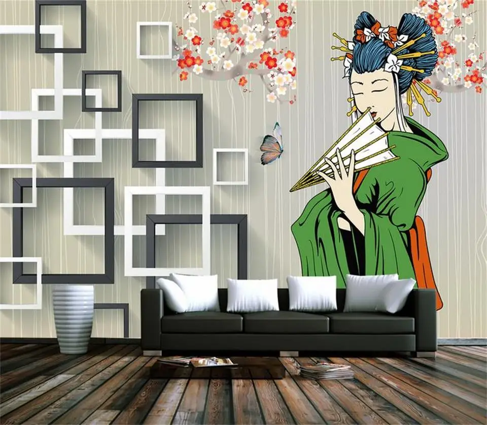 3d Wallpaper Foto Wallpaper Kustom Mural Ruang Tamu Jepang Kimono