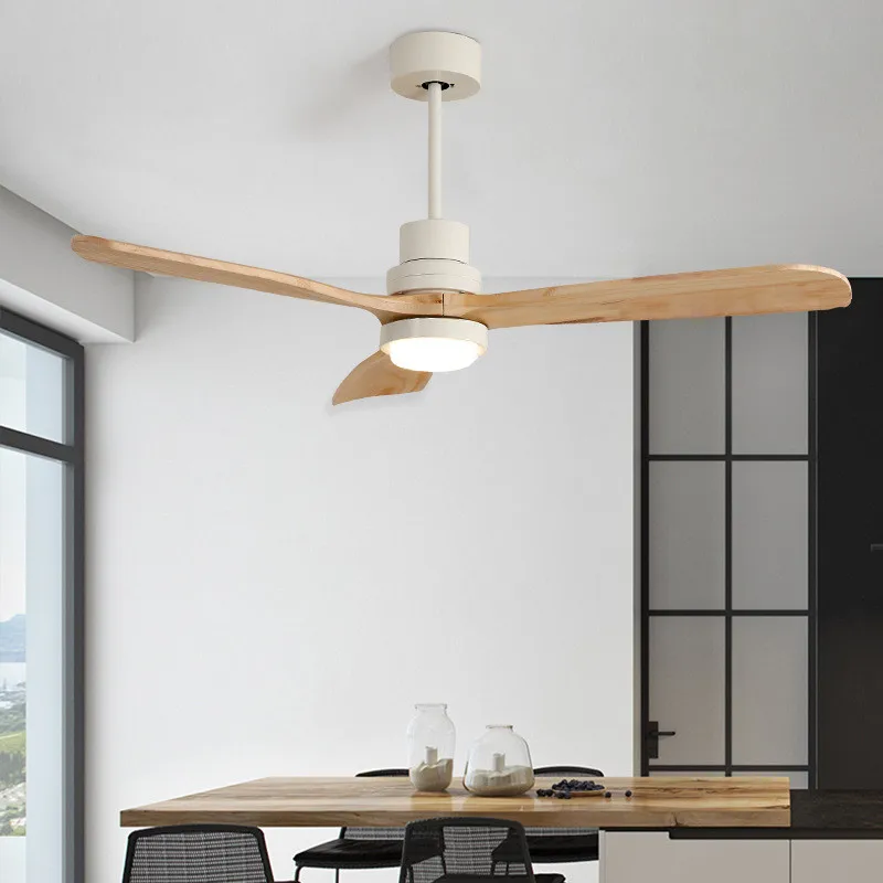 Потолочный светильник-вентилятор в скандинавском стиле ретро для столовой, современная спальня, гостиная, ресторан, кофейня, лампа-вентилятор из цельного дерева