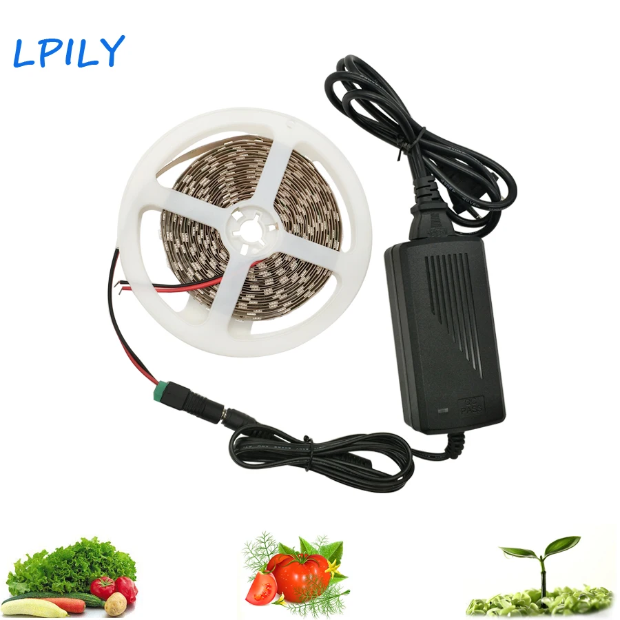 

DC12V LED Grow Light Growing Diode LED Strip Plant Growth Light Full Spectrum+ power Adapter for Greenhouse Hydroponic plant