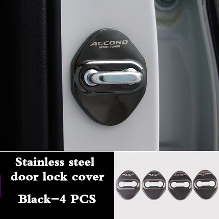 Для Honda Accord 10, автомобильный стиль, нержавеющая сталь, дверной замок, крышка, пряжка, дверной держатель, защитная крышка, ограничительная пробка, пряжка - Цвет: metal black