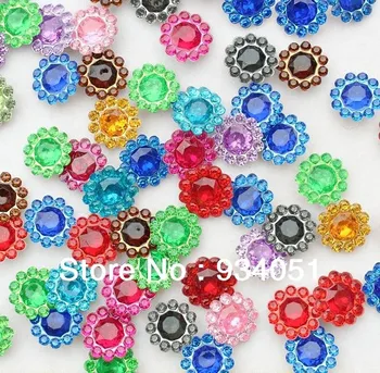

Set of 1000 pcs Shining Acrylic mini sunflower Gems Embellishment 11mm Mixed Colors for flower centre Free Shipping