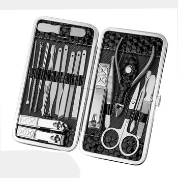 

Manicure Pedicure Set Stainless Steel Manicure Kit Nail Clipper Stainless Steel Travel Eyebrow Make Up Nail Tool 18PCs