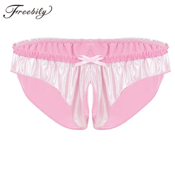 

Mens Hot Erotic Lingerie Underpants Shiny Soft Stretchy High Cut Crotchless Sissy Gay Mini Briefs Underwear Male Sexy Panties