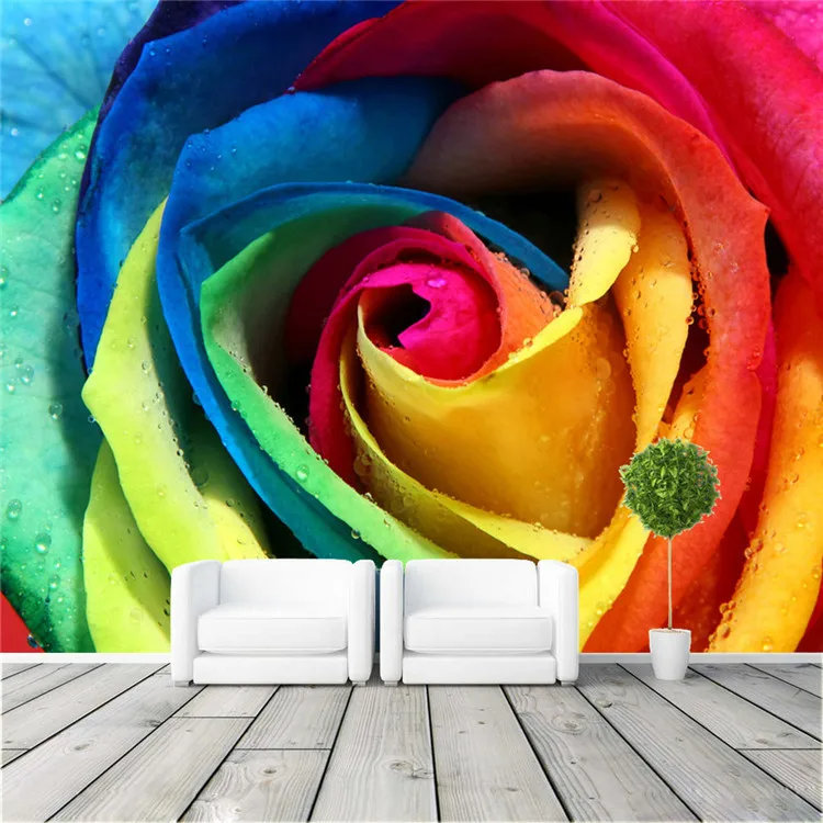 

Gorgeous Colorful Rose Photo Wallpaper Flower Wall Mural Large wall art Room Decor Sofa background wall Murals Bedroom Kid Room