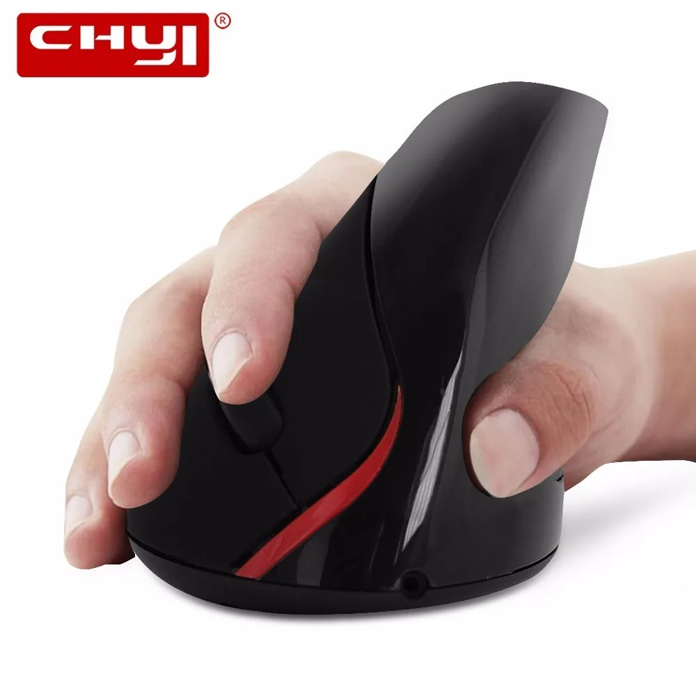 melhor CHYI Vertical Mouse Ergonômico Sem Fio 2.4g 1600 dpi Receptor USB Bateria de Lítio Recarregável Embutida 5 Botões Mouse Óptico PC
