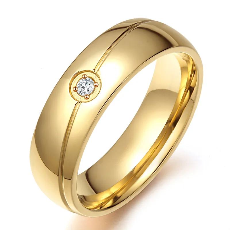 Vnox золото-цвет свадебные Кольца для Для женщин Нержавеющая сталь Для мужчин Кольца с зубцами Настройка Камень CZ США Размеры - Цвет основного камня: Gold color