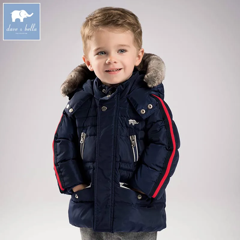 

DB5928 dave bella winter baby boys navy down jacket children white duck down padded coat kids hooded outerwear