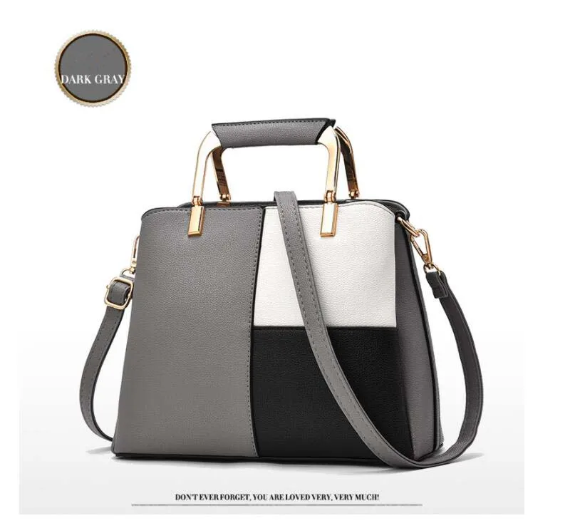 2018 New fashion color matching handbags wild medium large capacity ladies shopping office female Messenger bag shoulder bag     (16)