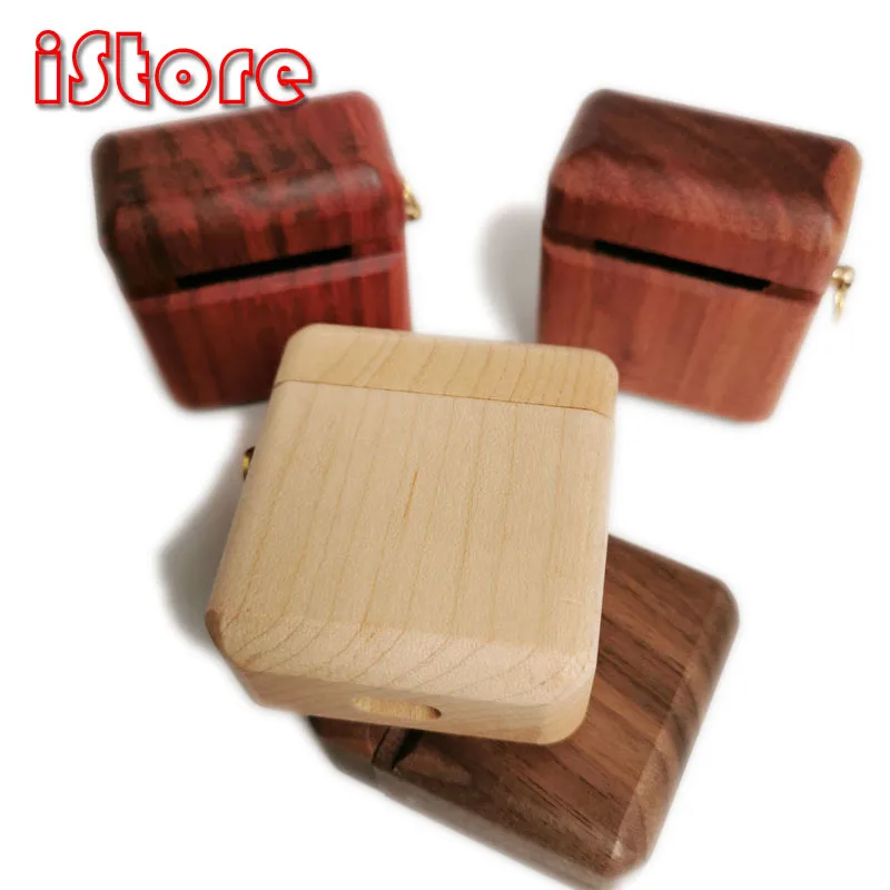 For Airpods 1 2 Cover Apple Wireless Bluetooth Headset Charging Cover Protective Cover Wood materials Pack