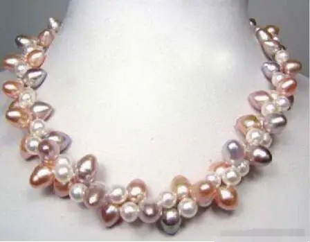 

Hot sale new Style >>>>>Real Multicolour White Pink Purple Pearl 18KWGP Clasp Necklace