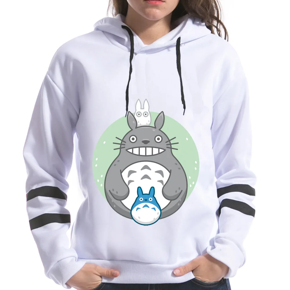 Женские толстовки с капюшоном Harajuku Totoro длинными рукавами и принтом Kawaii весна