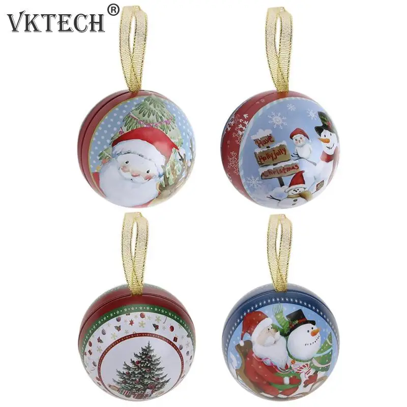 

Santa Claus Snowball Pattern Tinplate Candy Box Gift Box Christmas Decoration Christmas Tree Hanging Ornaments