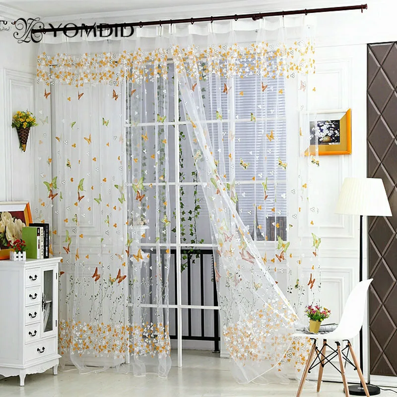 

Romantic Butterfly Curtain for Voile Window Yarn Tulle Curtain Window Screen Cortina de la mariposa para la ventana de la vela