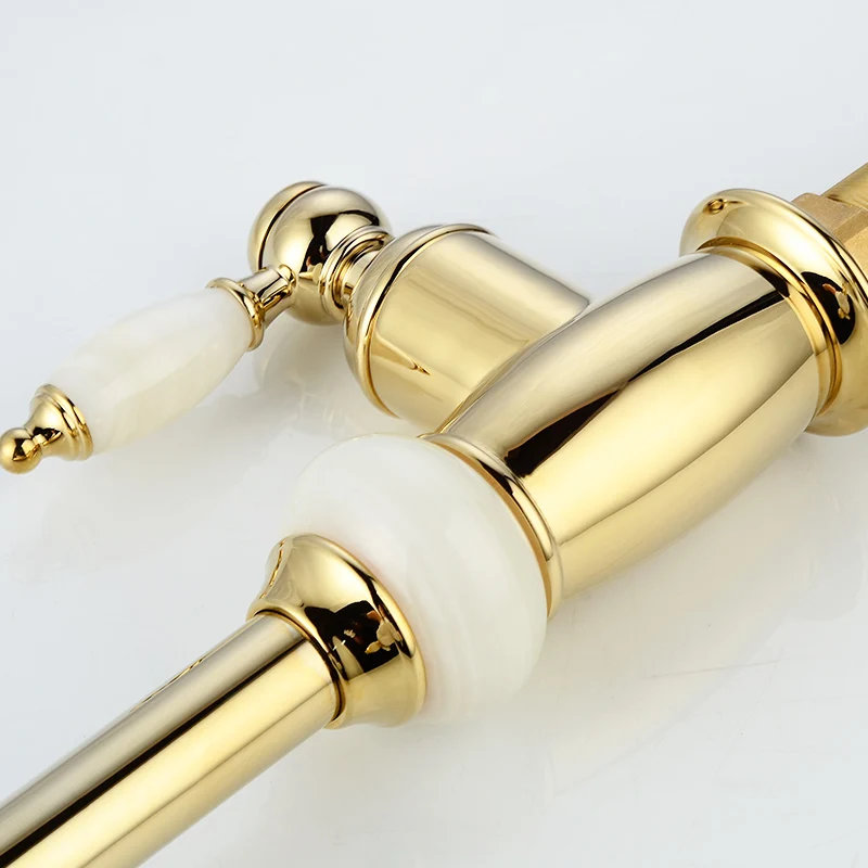 Fapully Kitchen Mixer Pull Out Spray Head Faucet Crystal Handles Deck Mounted Gold Kitchen Taps Brass Jade Body Mixer 549-33G Fapully Kitchen Mixer Pull Out Spray Head Faucet Crystal Handles Deck Mounted Gold Kitchen Taps Brass Jade Body Mixer 549-33G