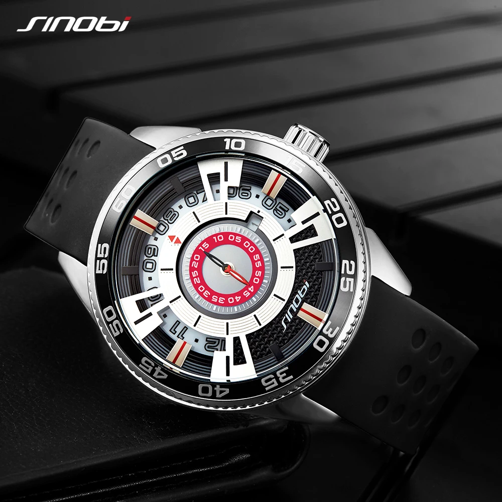 2019 SINOBI Car Dashboard Speed New Creative Watch Men Luxury Brand Silicone Band 100% Stainless Steel Men Wristwatches Clock