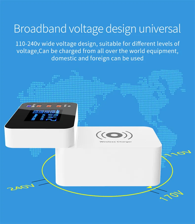 13.Fast Charging Wireless Charger 5 USB Port Charger Adapter