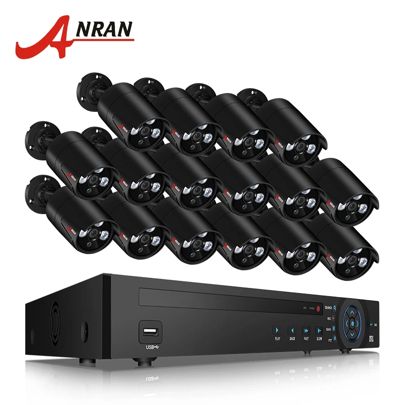 

ANRAN 16CH 5.0MP POE NVR H.265 CCTV System POE Security Bullet Waterproof 16PCS Camera POE 5.0MP Security Surveillance Kit