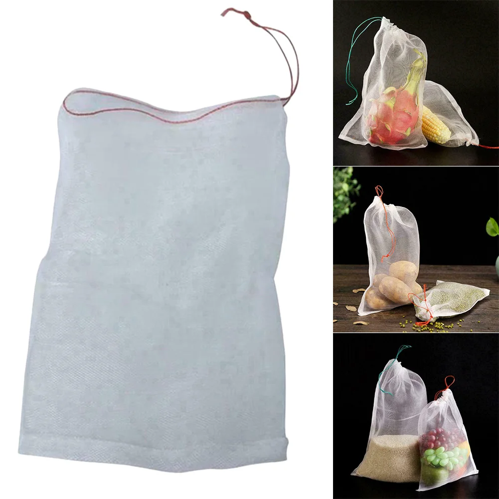 

Newly 5 Pcs Reusable Mesh Produce Bags Storage Pouch Drawstring for Fruits Vegetables Grocery TE889