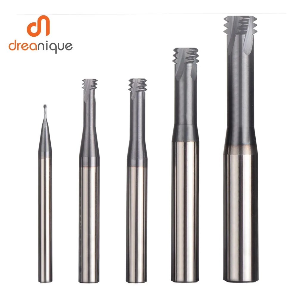 Beste 1 pc carbide legering 3 tand gecoat M1.0 M12 draad einde mills cnc threading frees tool voor ISO draad metrisch