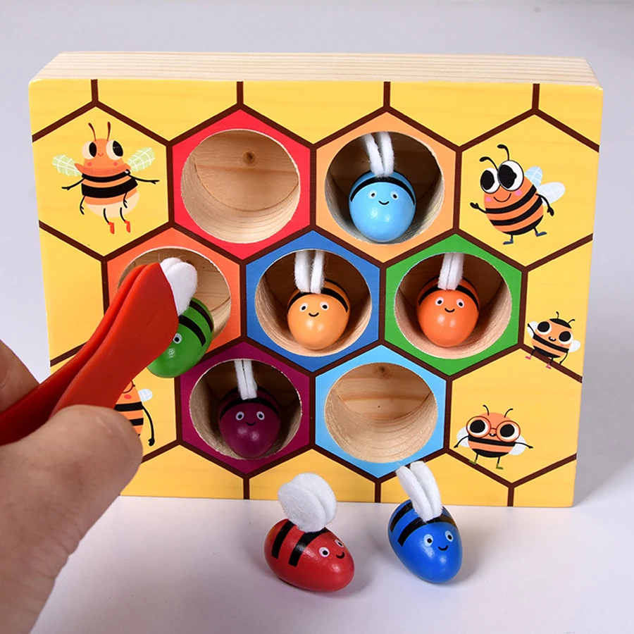 Улей настольные игры Монтессори Деревянные игрушки детские пчелы зажим сбор памяти обучение соответствия Математика раннее образование интерактивная игрушка