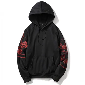 

RUELK 2018 Men's Casual Hoodie Arm Print Pattern Big Pocket Decor Pullover Men's Loose Falling Shoulder Sweatshirt Multicolor