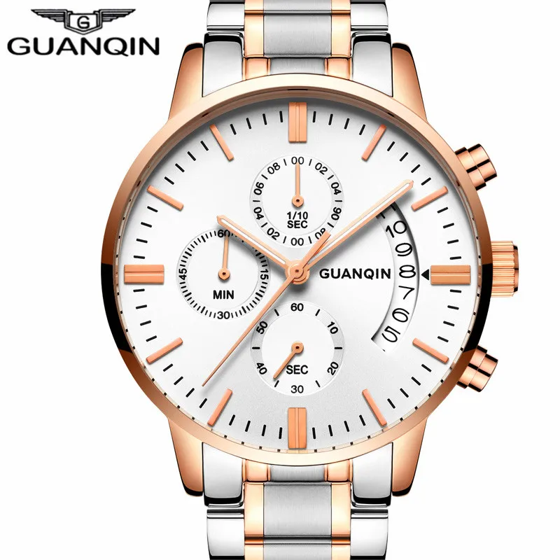 

2018 New Guanqin Business Quartz Watch Men Sport Waterproof Stainless Steel Male Watches Luxury Luminous Clock Relogio Masculino