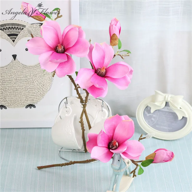 

Hot Sale spur artificial Magnolia Single Magnolia Flower DIY Wedding Souvenir home decor Christmas Flowers silk flowers 1pcs
