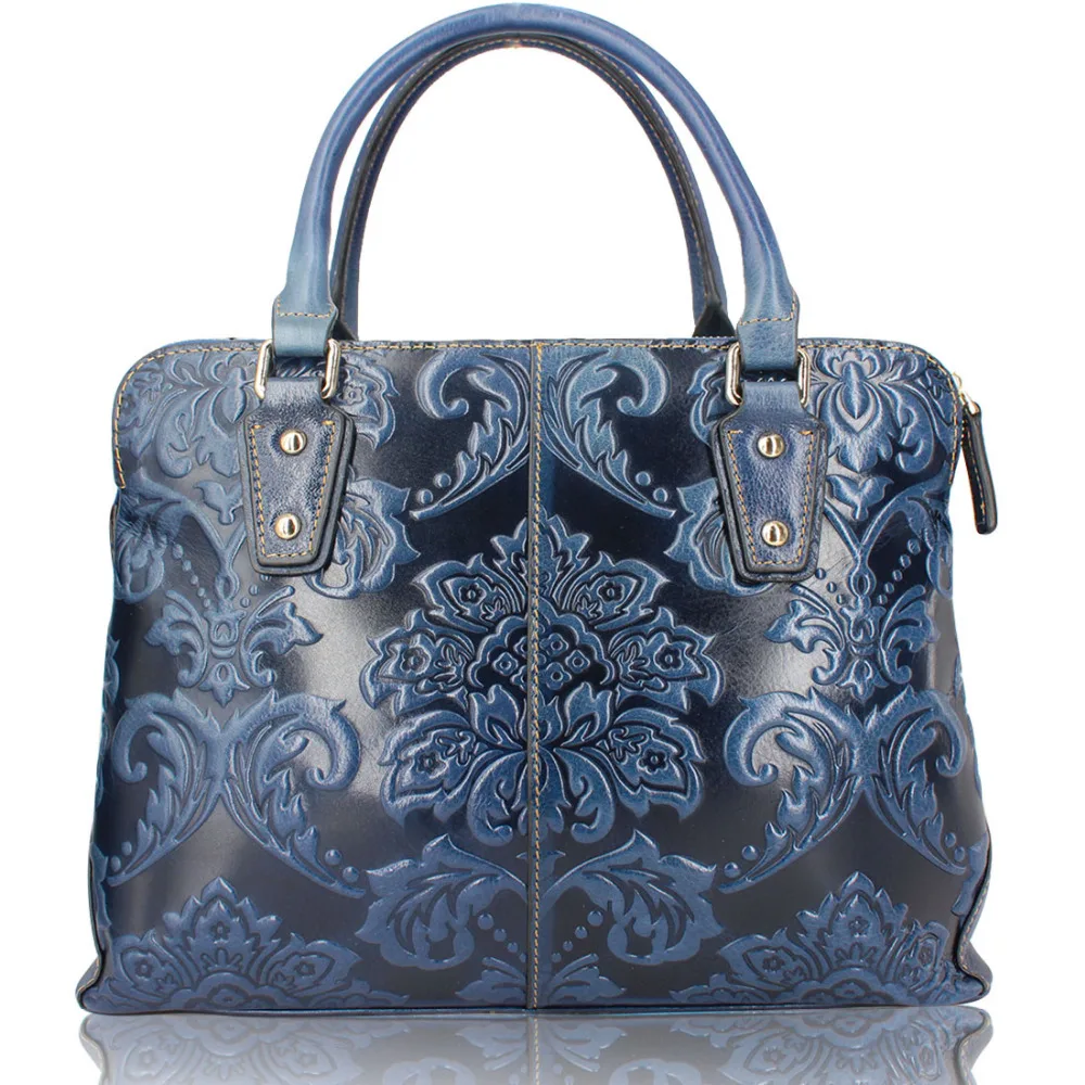 

Genuine Italian Leather wholesale chinese style genuine leather handbag shoulder Messenger bag ethnic style embossed lady bag