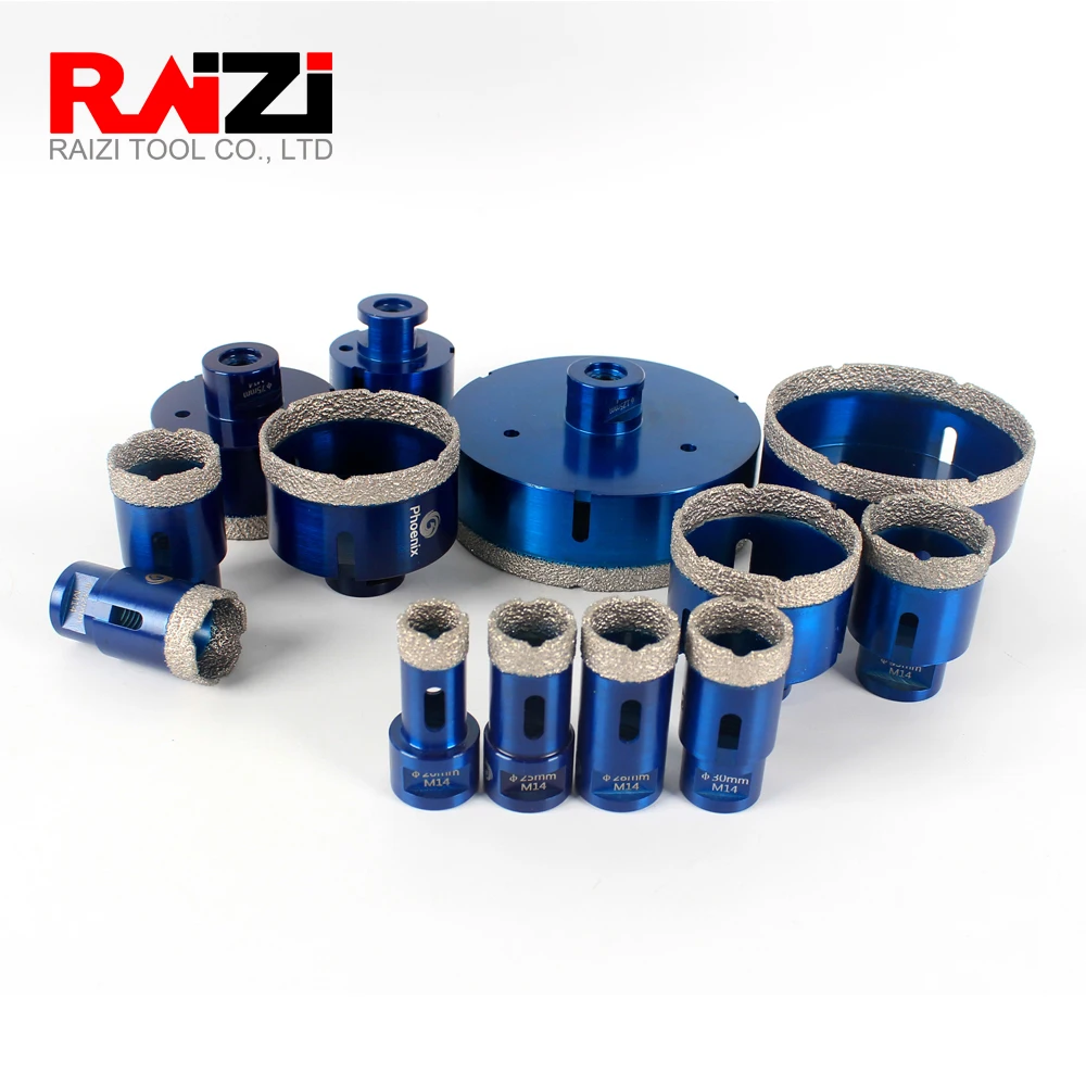 Raizi Dry Vacuum Brazed Diamond Core Hole Saw Drilling Bits For Porcelain Tile,Ceramic,Granite,Marble stone,Concrete.