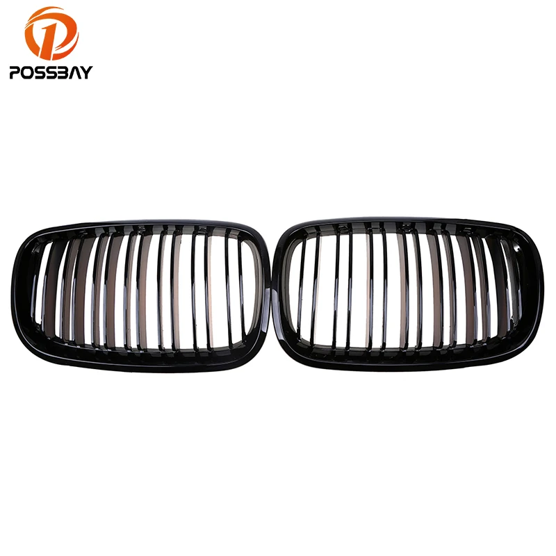 

POSSBY Auto Styling Gloss Black Double Lines Front Decoration Car Center Grille for BMW X6 E71 2007/2008/2009-2014 Mesh Grill