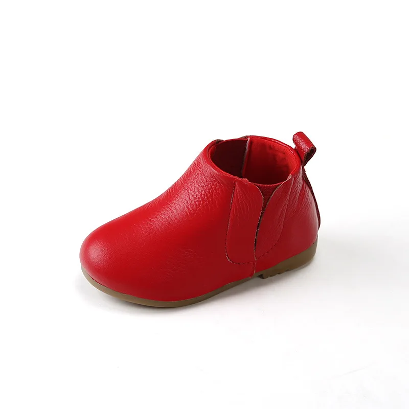 Весенние модные ботинки для девочек; детская обувь для девочек; детские ботинки для принцессы на плоской подошве; Детские повседневные ботинки - Цвет: Красный