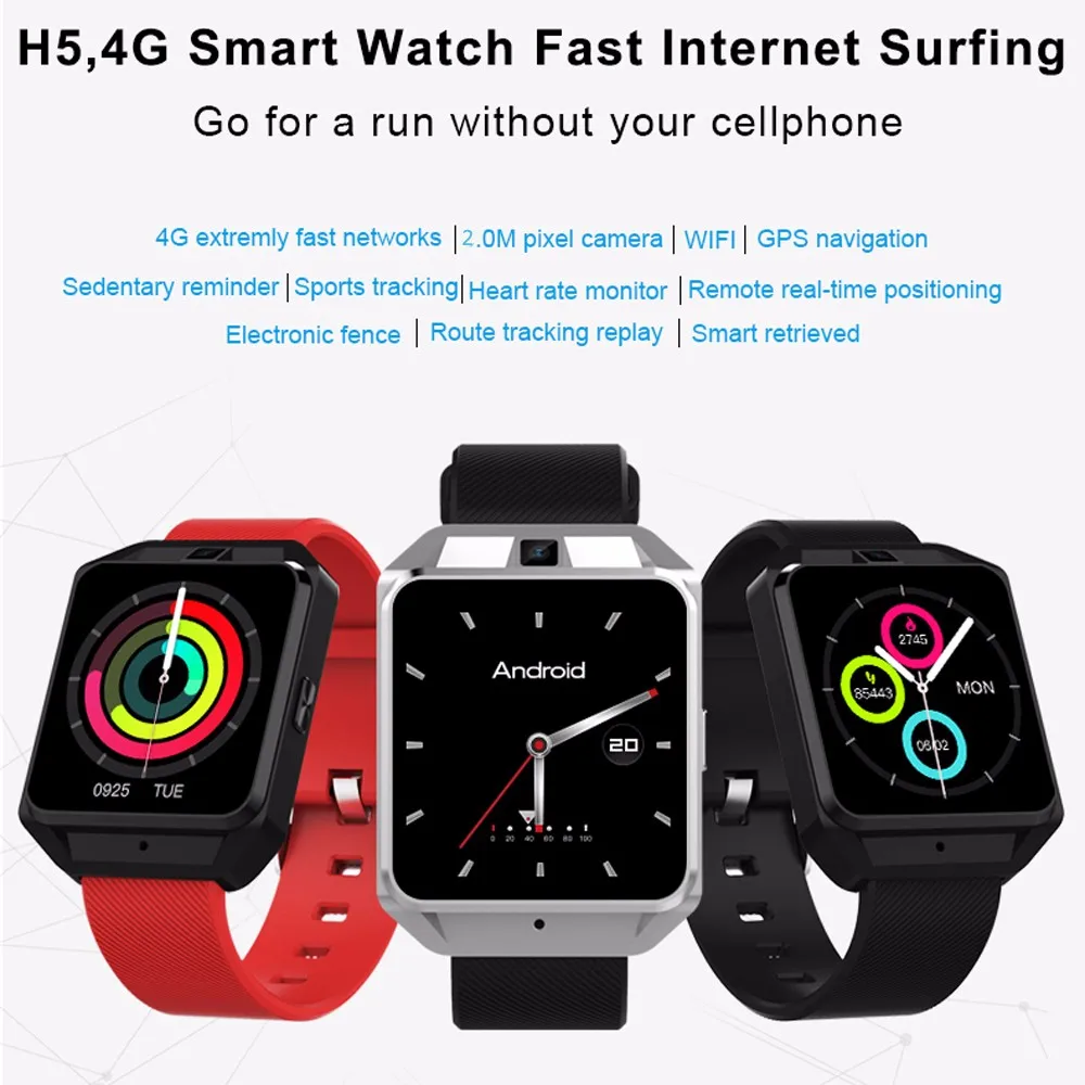 Microwear H5 4G Smartwatch телефон браслет Android 6,0 четырехъядерный 1 ГБ ОЗУ 8 Гб ПЗУ gps WiFi сердечный ритм спортивный браслет видео звонок