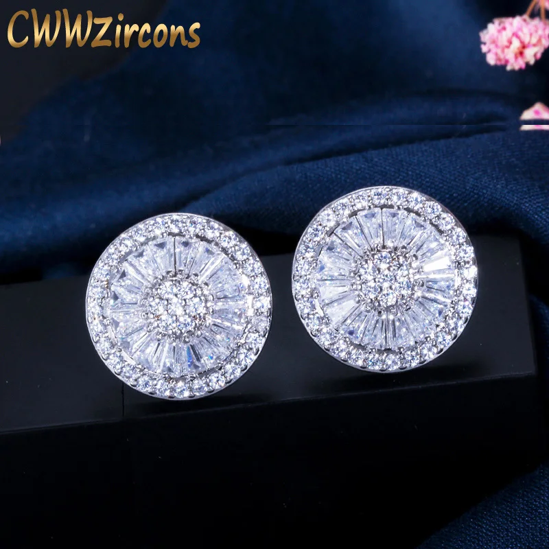 CWWZircons, модный бренд, ювелирное изделие, серебряный цвет, полный кубический цирконий, проложенный набор, Круглый пирсинг, серьги-гвоздики для женщин, CZ307