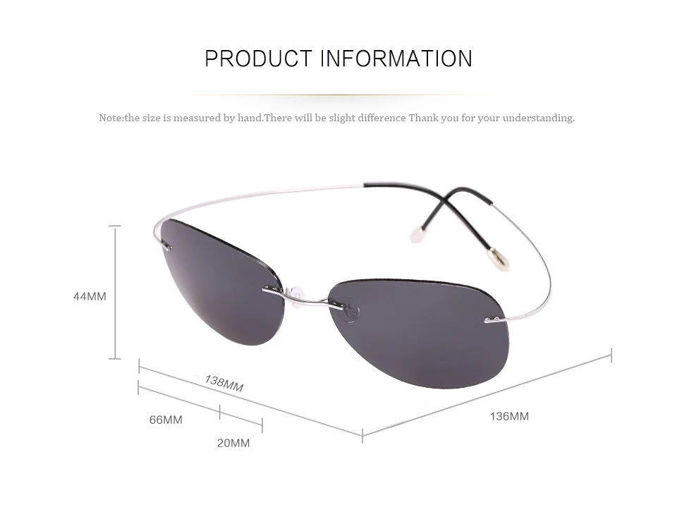 NALOAIN Sunglasses Polarized Mirrored UV400 Lens Titanium Frame Rimless Lightweight Sun Glasses For Men Women Driving Fishing